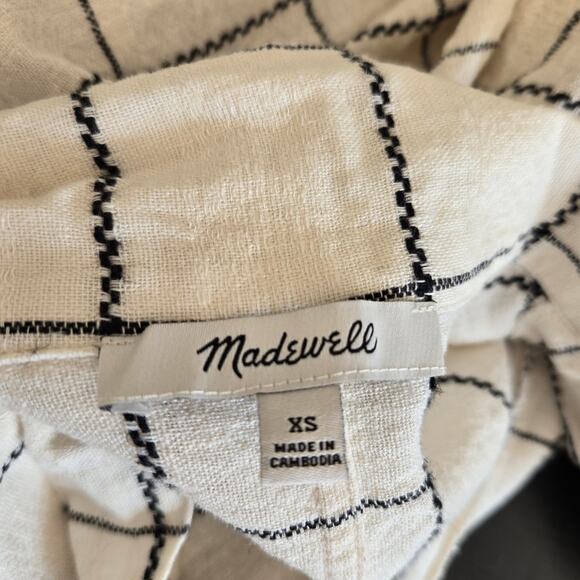 Madewell Linen-Blend Resort Crop Shirt in Windowpane Button Front Women XS - Picture 10 of 11